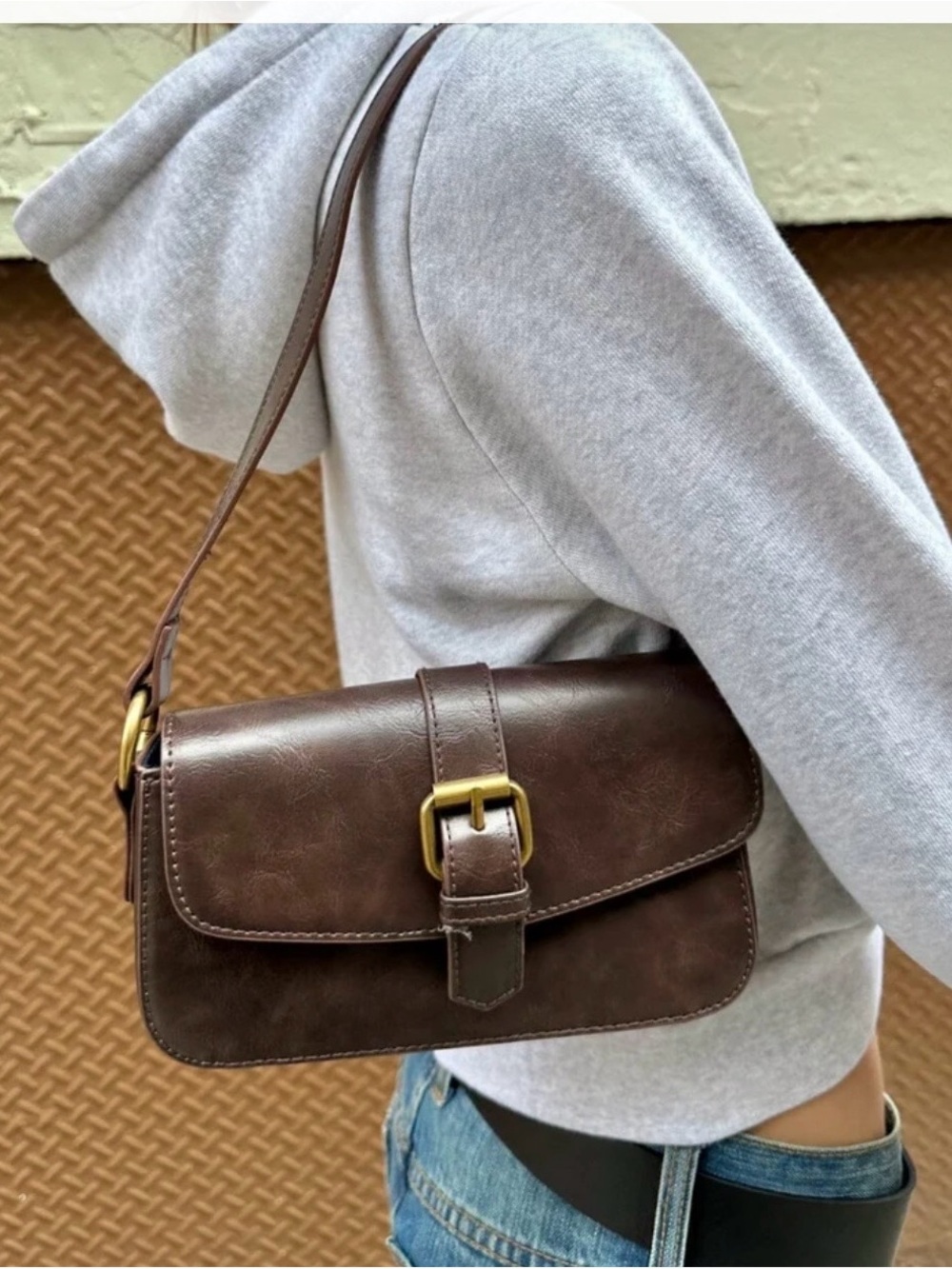 NWOT- Brandy Melville- Buckle Shoulder Bag. Brown
